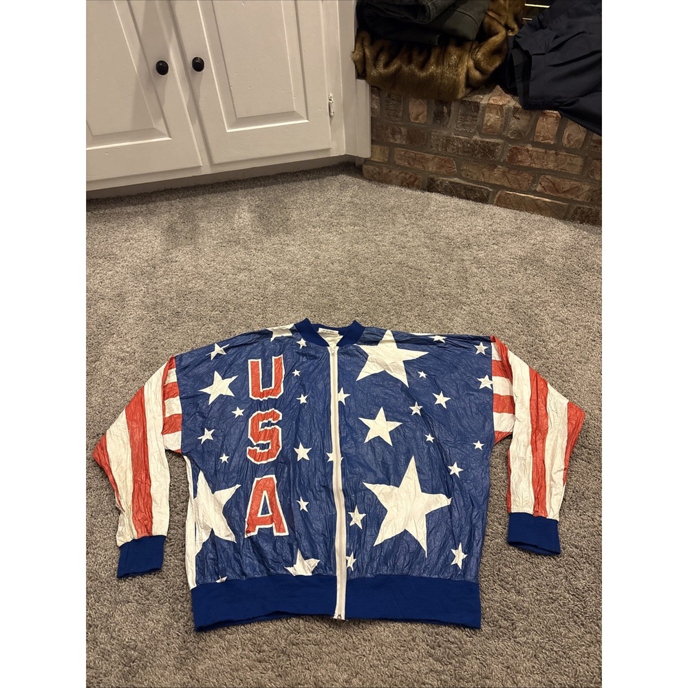 Vintage Dupont Tyvek USA Olympic Paper Windbreaker Jacket Mens XL / One Size